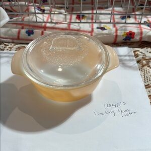 Fire King Peach Luster Casserole Dish
